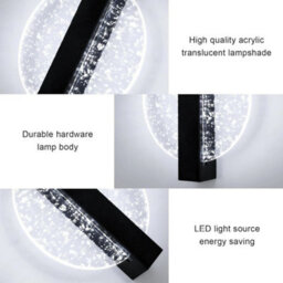 Indoor Led Wall Lamp 6000K Acrylic Wall Light Black Round Hallway Living Room - thumbnail 3
