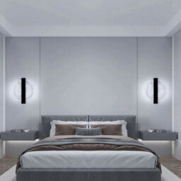 Indoor Led Wall Lamp 6000K Acrylic Wall Light Black Round Hallway Living Room - thumbnail 8
