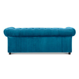 Furnishings For Less UK Ashbourne Chesterfield Large Indigo Blue Velvet Fabric 3 Seater Sofa Studded Design - thumbnail 3