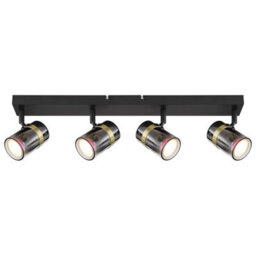 Luminosa Lighting Luminosa Trabby Ceiling Spotlight Bar Matt Black Smoke Glass Shade 4X Gu10 - thumbnail 3
