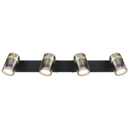 Luminosa Lighting Luminosa Trabby Ceiling Spotlight Bar Matt Black Smoke Glass Shade 4X Gu10 - thumbnail 4
