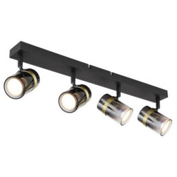 Luminosa Lighting Luminosa Trabby Ceiling Spotlight Bar Matt Black Smoke Glass Shade 4X Gu10