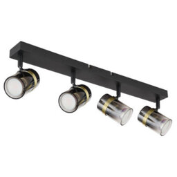 Luminosa Lighting Luminosa Trabby Ceiling Spotlight Bar Matt Black Smoke Glass Shade 4X Gu10 - thumbnail 2