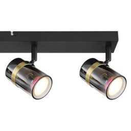 Luminosa Lighting Luminosa Trabby Ceiling Spotlight Bar Matt Black Smoke Glass Shade 4X Gu10 - thumbnail 5