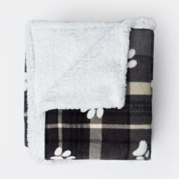 OHS Check Fleece Pet Blanket Throw Supersoft Plush Sherpa, Grey - 100 X 120Cm - thumbnail 7