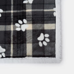 OHS Check Fleece Pet Blanket Throw Supersoft Plush Sherpa, Grey - 100 X 120Cm - thumbnail 8