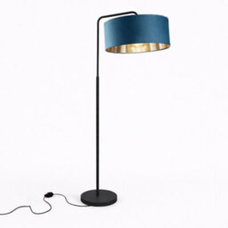CGC Interiors Cgc Kyra Black Angled Floor Lamp With Teal 45Cm Velvet Lampshade - thumbnail 4