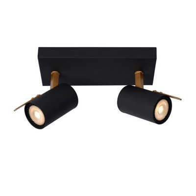 Lucide Grony Modern Twin Ceiling Spotlight - Led Dim To Warm - Gu10 - 2X5W 2200K/3000K - Black - image 1