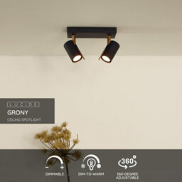 Lucide Grony Modern Twin Ceiling Spotlight - Led Dim To Warm - Gu10 - 2X5W 2200K/3000K - Black - thumbnail 2