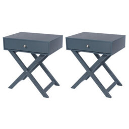 Core Products Set Of 2 Options X Legs 1 Drawer Bedside Cabinets, Blue Finish, Metal Handle - thumbnail 1