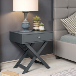 Core Products Set Of 2 Options X Legs 1 Drawer Bedside Cabinets, Blue Finish, Metal Handle - thumbnail 6