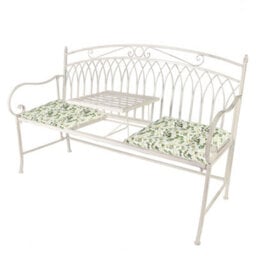 Dibor Vintage Large Cream Arched Outdoor Garden Furniture Companion Seat Garden Bench With Free Set Of 2 Green Seat Pad Cushions - thumbnail 1