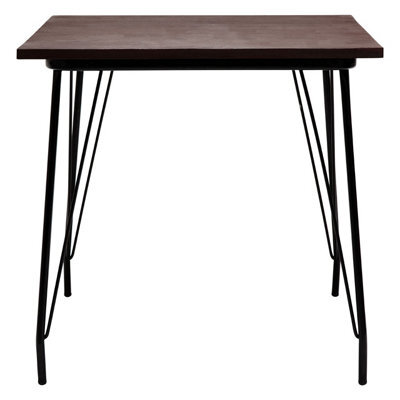 Orsina Large Black Metal And Elm Wood Table, Versatile Square Table, Sturdy Outdoor Dining Table For Lawn, Patio - image 1