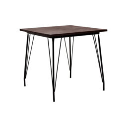 Orsina Large Black Metal And Elm Wood Table, Versatile Square Table, Sturdy Outdoor Dining Table For Lawn, Patio - thumbnail 2