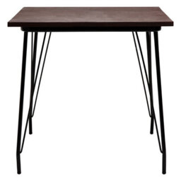 Orsina Large Black Metal And Elm Wood Table, Versatile Square Table, Sturdy Outdoor Dining Table For Lawn, Patio