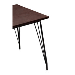 Orsina Large Black Metal And Elm Wood Table, Versatile Square Table, Sturdy Outdoor Dining Table For Lawn, Patio - thumbnail 3