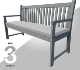 istyle mode 3 Seater Garden Bench Cushion Seatpad Indoor & Outdoor Use - Grey - thumbnail 3
