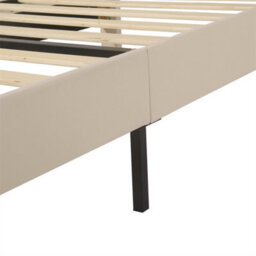 Abrihome Upholstered Bed With Height-Adjustable Headboard, Youth Bed, Single Bed, Wooden Slat Support, Easy Assembly, Velvet, Beige - thumbnail 6