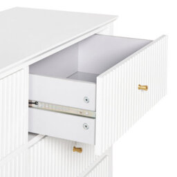 Wyld and Coco Luxehome 6-Drawer Chest White Mdf With Gold Handles - Compact Wall-Mountable Storage, W120 X D40 X H80Cm - thumbnail 7