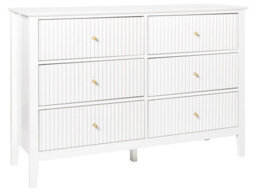 Wyld and Coco Luxehome 6-Drawer Chest White Mdf With Gold Handles - Compact Wall-Mountable Storage, W120 X D40 X H80Cm - thumbnail 3
