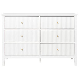 Wyld and Coco Luxehome 6-Drawer Chest White Mdf With Gold Handles - Compact Wall-Mountable Storage, W120 X D40 X H80Cm - thumbnail 1
