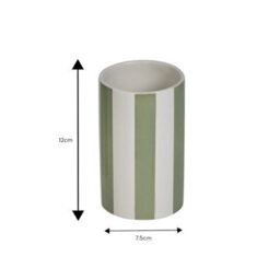 Showerdrape Pier Green & White Striped Bathroom Accessory Set - Soap Dish & Tumbler & Liquid Soap Dispenser - thumbnail 7