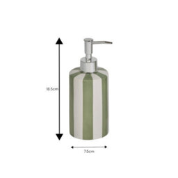 Showerdrape Pier Green & White Striped Bathroom Accessory Set - Soap Dish & Tumbler & Liquid Soap Dispenser - thumbnail 6