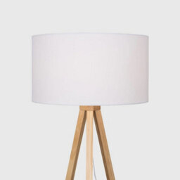 Valuelights Barbro Natural Tripod Floor Lamp With White Drum Shade And Bulb - thumbnail 2