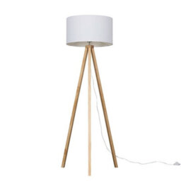 Valuelights Barbro Natural Tripod Floor Lamp With White Drum Shade And Bulb - thumbnail 3