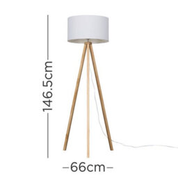 Valuelights Barbro Natural Tripod Floor Lamp With White Drum Shade And Bulb - thumbnail 5