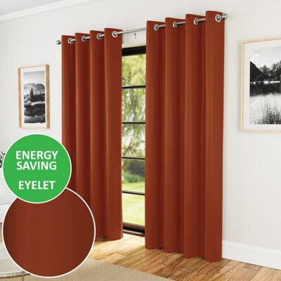 Enhanced Living Nightfall Plain Supersoft Orange Thermal Blockout Eyelet Curtains (Pair) - 46 X 72 Inch (117 X 183Cm) - image 1