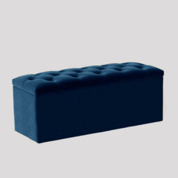 150Cm Luna Chesterfield Ottoman Storage Box - Sapphire Blue Plush Velvet Upholstered Blanket Box - thumbnail 3