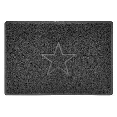 Nicoman Dark Grey Star Embossed Spaghetti Coil Door Mat Dirt-Trapper Washable Barrier Doormat 90Cm X 60Cm - image 1
