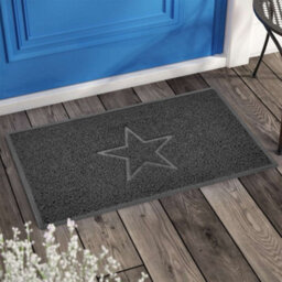 Nicoman Dark Grey Star Embossed Spaghetti Coil Door Mat Dirt-Trapper Washable Barrier Doormat 90Cm X 60Cm - thumbnail 2