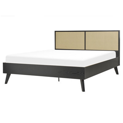Beliani Bed Rattan Monpazier 160 X 200 Cm (Eu King Size) Black - image 1