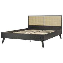 Beliani Bed Rattan Monpazier 160 X 200 Cm (Eu King Size) Black - thumbnail 5