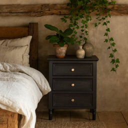 Wyld Haus San Antonio Vintage Black 3-Drawer Bedside Table - thumbnail 1