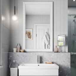Affine Framed Wooden Bathroom Mirror Wood Frame Wall Mounted Mirrors Grey 1000 X 600mm - thumbnail 2