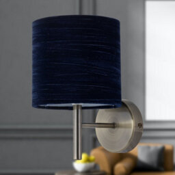 First Choice Lighting Set Of 2 Brea - Antique Brass Wall Lights With Navy Blue Velvet Shades - thumbnail 5
