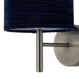 First Choice Lighting Set Of 2 Brea - Antique Brass Wall Lights With Navy Blue Velvet Shades - thumbnail 3