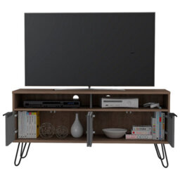 Core Products Vegas Wide Screen 4 Door Tv Unit - Grey & Bleached Oak, H60.6Cm X W123.5Cm X D38.6Cm - thumbnail 4