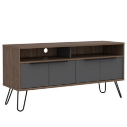 Core Products Vegas Wide Screen 4 Door Tv Unit - Grey & Bleached Oak, H60.6Cm X W123.5Cm X D38.6Cm