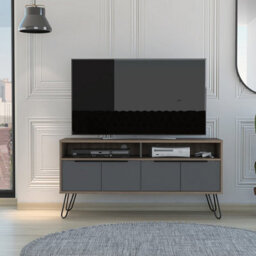 Core Products Vegas Wide Screen 4 Door Tv Unit - Grey & Bleached Oak, H60.6Cm X W123.5Cm X D38.6Cm - thumbnail 7