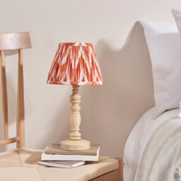 Luminosa Lighting Luminosa Bibury Natural Ash Table Lamp With Apricot Orange Fabric Zigzag Shade 20Cm B22 - thumbnail 3