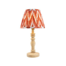 Luminosa Lighting Luminosa Bibury Natural Ash Table Lamp With Apricot Orange Fabric Zigzag Shade 20Cm B22