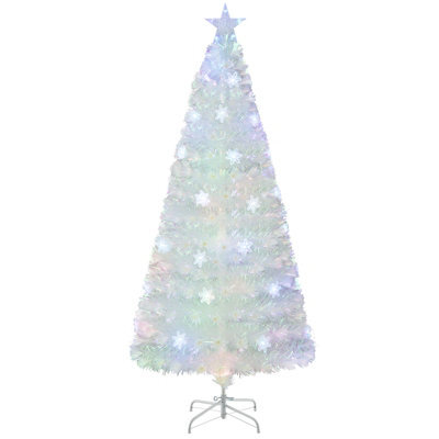 Costway 6 Ft Artificial Fiber Optic Christmas Tree White Pre-Lit Xmas Tree W/ Top Star Light - image 1