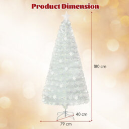 Costway 6 Ft Artificial Fiber Optic Christmas Tree White Pre-Lit Xmas Tree W/ Top Star Light - thumbnail 2