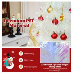 Costway 6 Ft Artificial Fiber Optic Christmas Tree White Pre-Lit Xmas Tree W/ Top Star Light - thumbnail 6