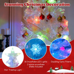 Costway 6 Ft Artificial Fiber Optic Christmas Tree White Pre-Lit Xmas Tree W/ Top Star Light - thumbnail 7