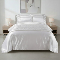 Shimmer Duvet Cover Set Luxury Bedding With Elegant Metallic Finish White